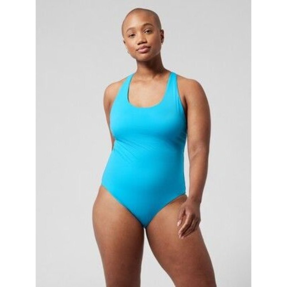 NWT Athleta Blue Racerback One Piece Swimsuit Size L